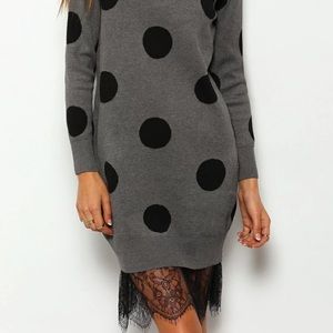 Polka dot sweater dress